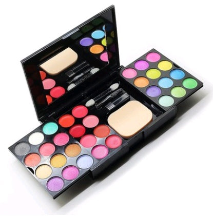 Caixa de maquiagem 24 sombras 8 batons 4 blushes 3 pós 39 discos de maquiagem de cores bandeja de maquiagem combinada