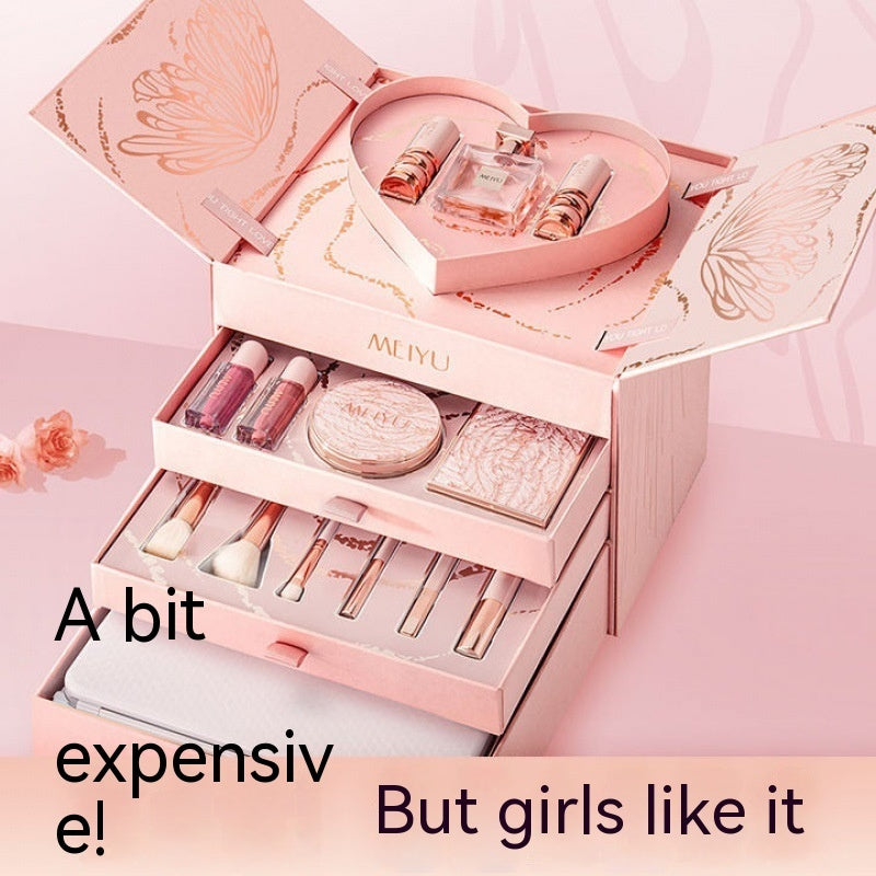 Caixa de maquiagem para meninas cosméticos batom conjunto de caixa de presente de beleza