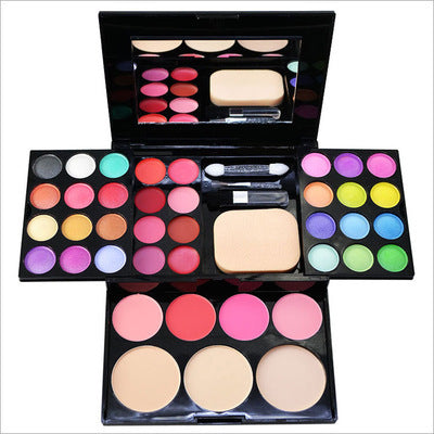 Caixa de maquiagem 24 sombras 8 batons 4 blushes 3 pós 39 discos de maquiagem de cores bandeja de maquiagem combinada