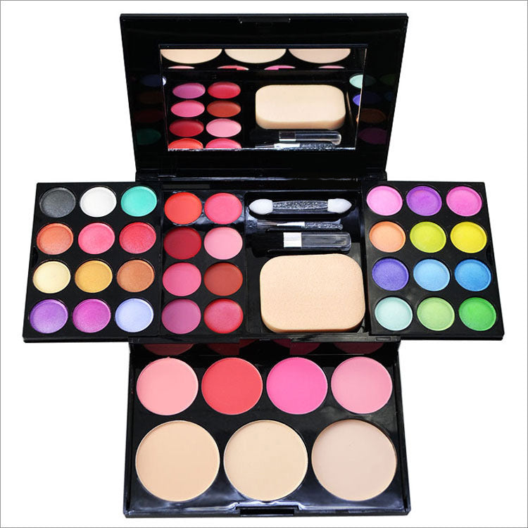 Caixa de maquiagem 24 sombras 8 batons 4 blushes 3 pós 39 discos de maquiagem de cores bandeja de maquiagem combinada