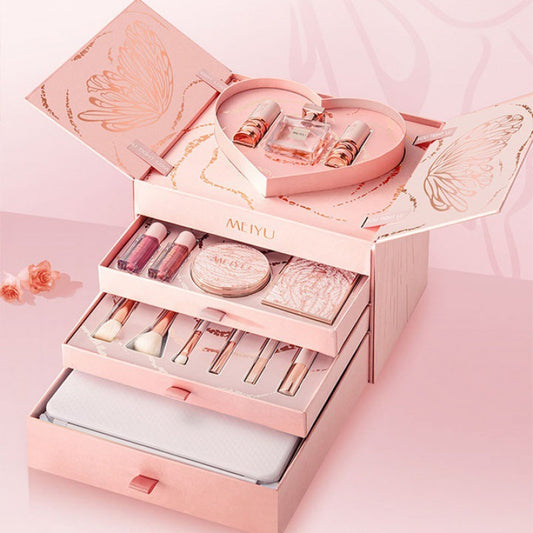 Caixa de maquiagem para meninas cosméticos batom conjunto de caixa de presente de beleza