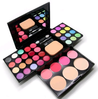 Caixa de maquiagem 24 sombras 8 batons 4 blushes 3 pós 39 discos de maquiagem de cores bandeja de maquiagem combinada