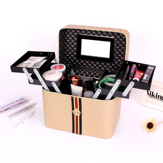 Bolsa de cosméticos portátil - Caixa de armazenamento multicamadas