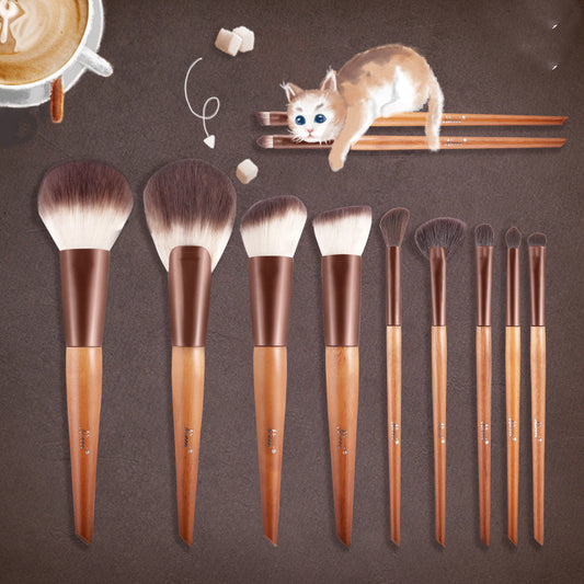 Conjunto de maquiagem com pincel para sobrancelhas e sombras vermelhas
